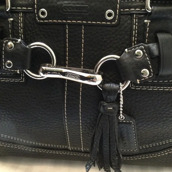 Coach Hampton Carryall F13084 Black Pebbled Leather - Picture 7 of 16